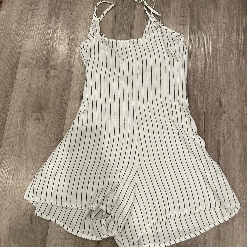 Roxy Pinstriped Wrap Skort Dress - image 2